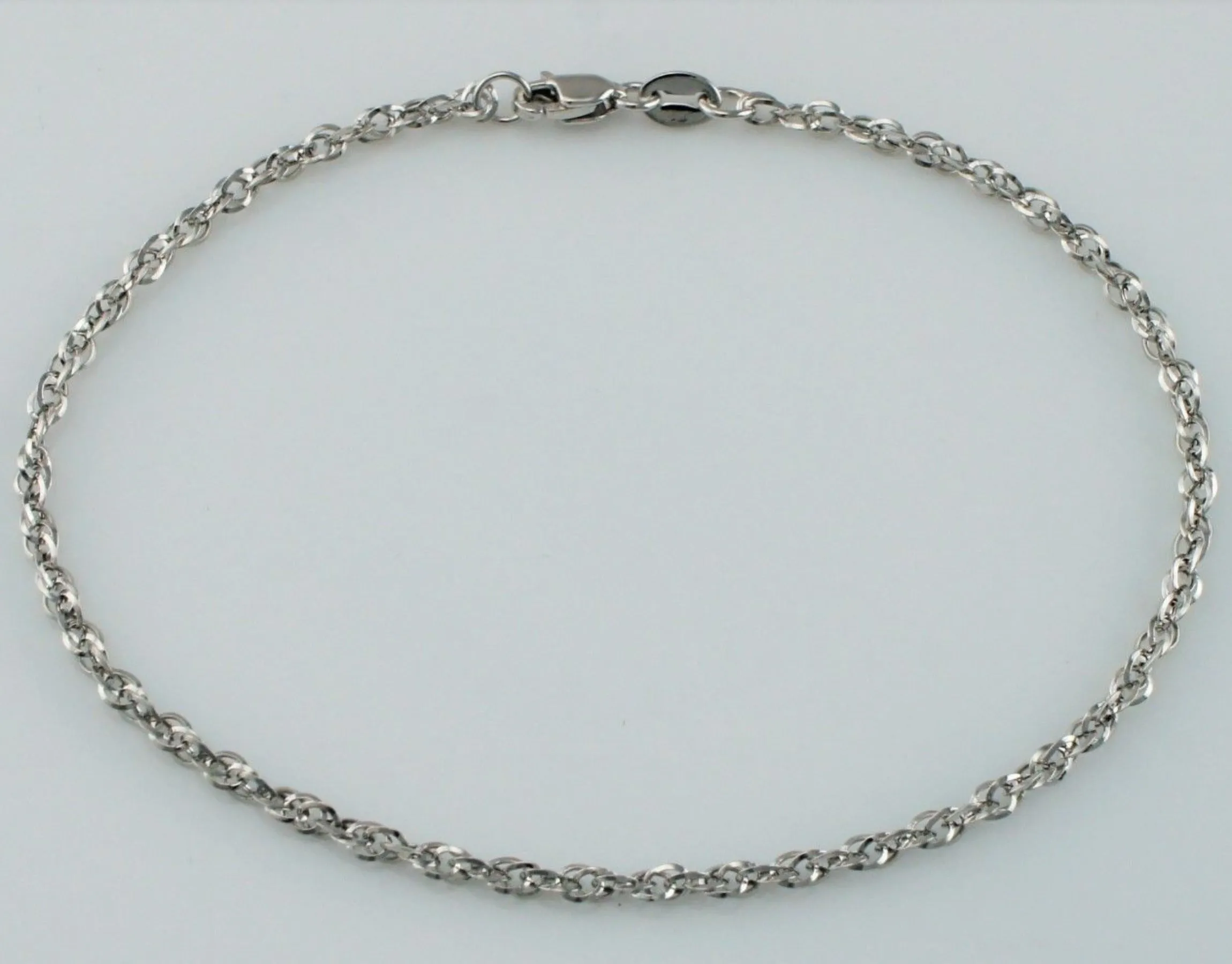 9ct White Gold Diamond Cut Prince Of Wales Bracelet  7"