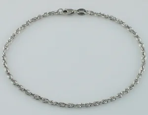 9ct White Gold Diamond Cut Prince Of Wales Bracelet  7"