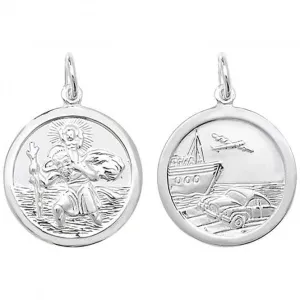 Acotis Silver Pendant St Christopher Double-Sided G6777