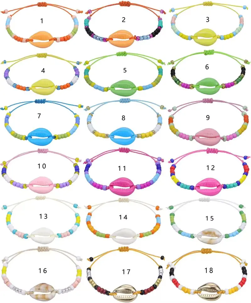 Adjustable Beaded Shell Bracelets