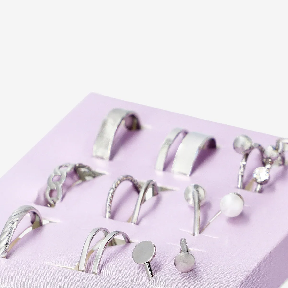 Adjustable silver rings - 9 pcs