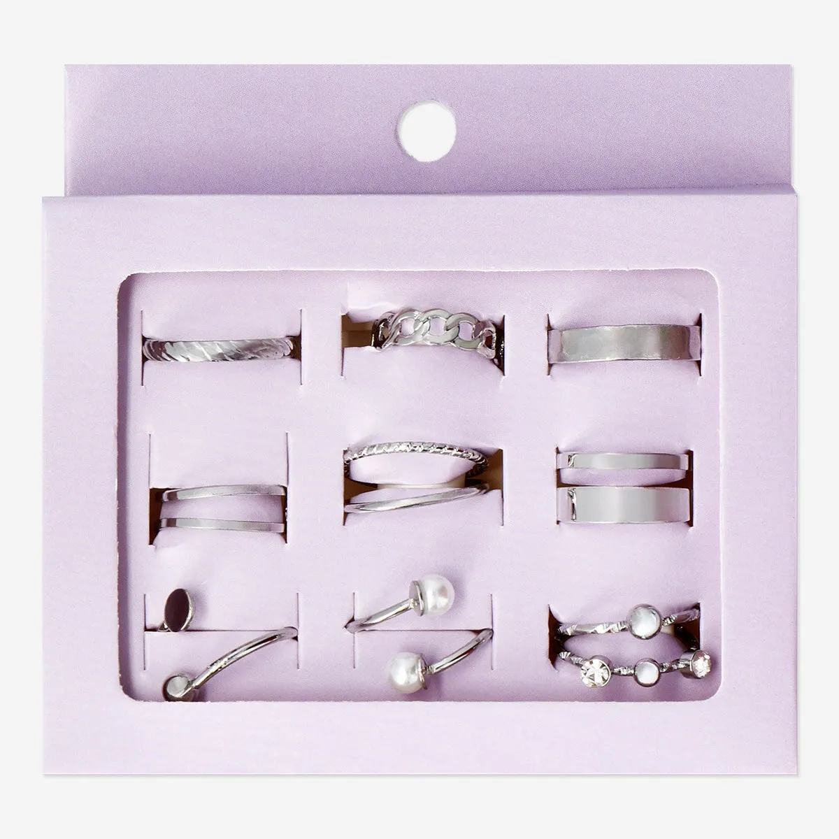 Adjustable silver rings - 9 pcs