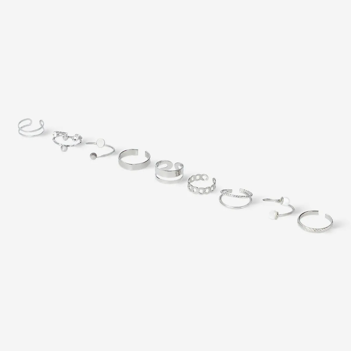 Adjustable silver rings - 9 pcs