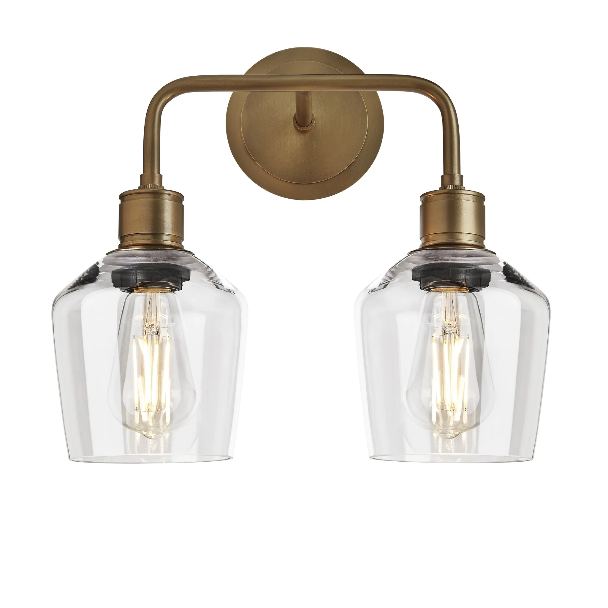 Albany Glass Schoolhouse Double Wall Light - 5.5 Inch - Clear