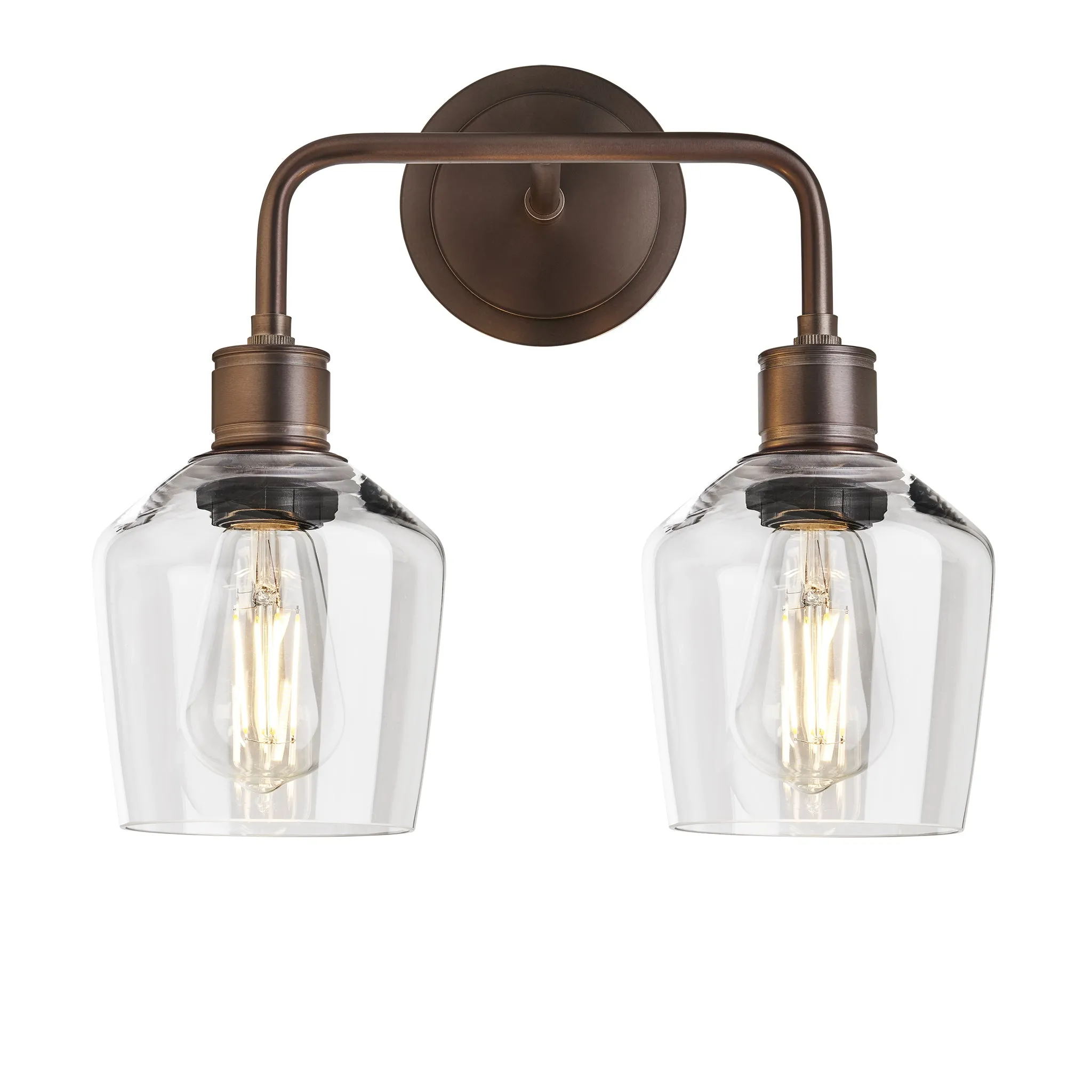 Albany Glass Schoolhouse Double Wall Light - 5.5 Inch - Clear