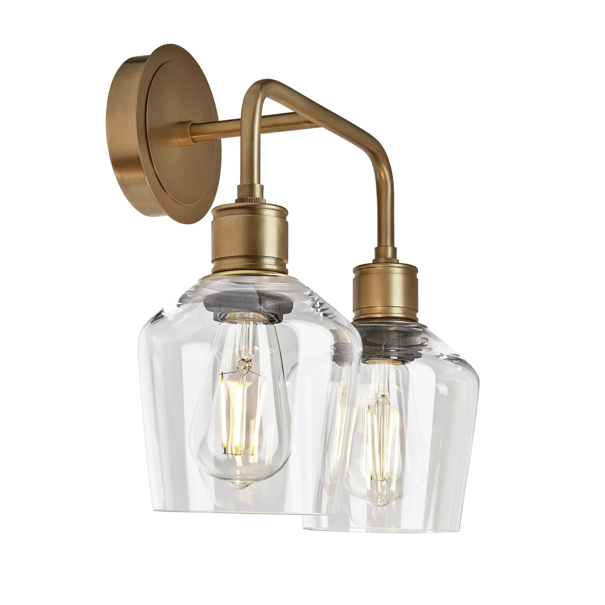 Albany Glass Schoolhouse Double Wall Light - 5.5 Inch - Clear