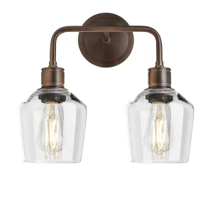 Albany Glass Schoolhouse Double Wall Light - 5.5 Inch - Clear