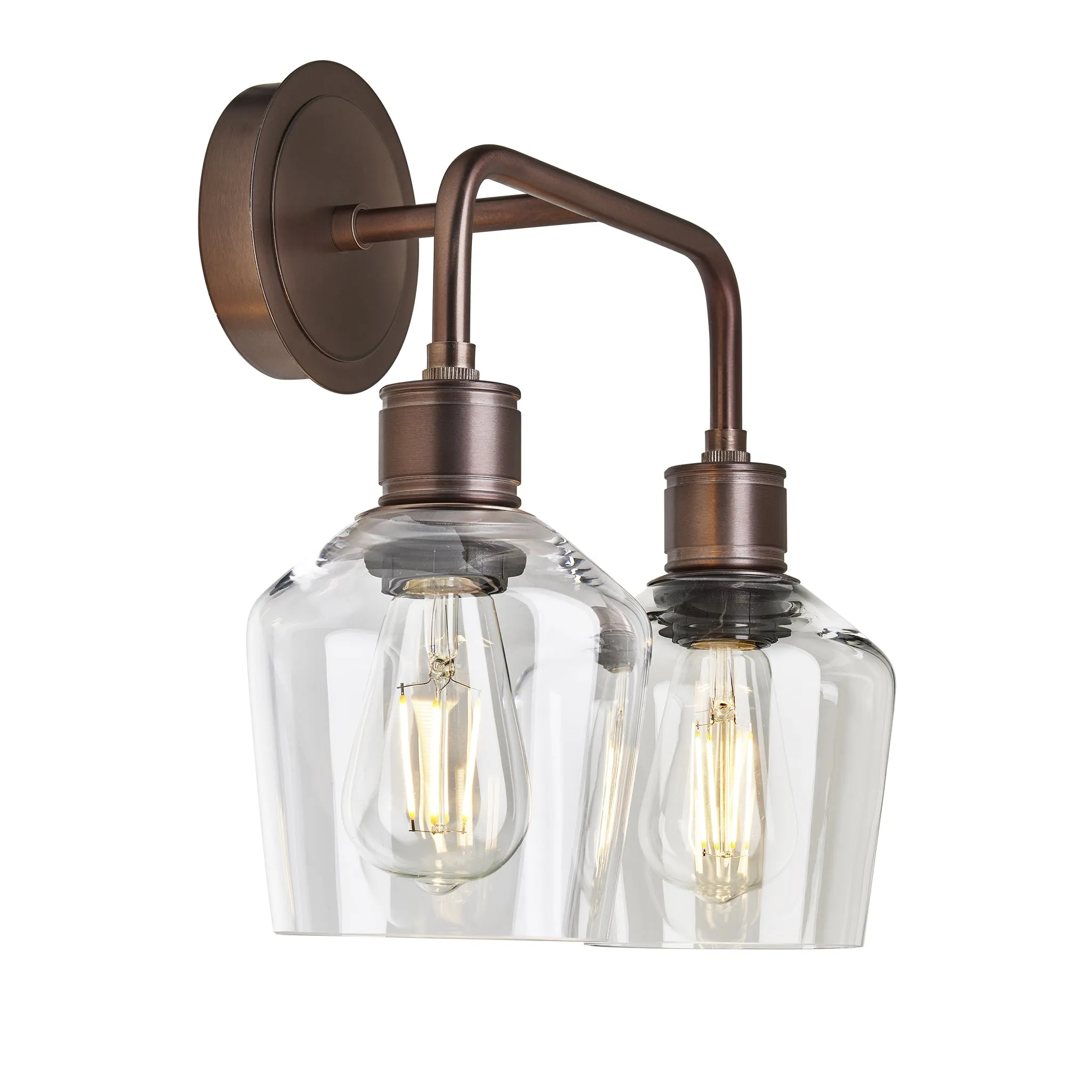 Albany Glass Schoolhouse Double Wall Light - 5.5 Inch - Clear