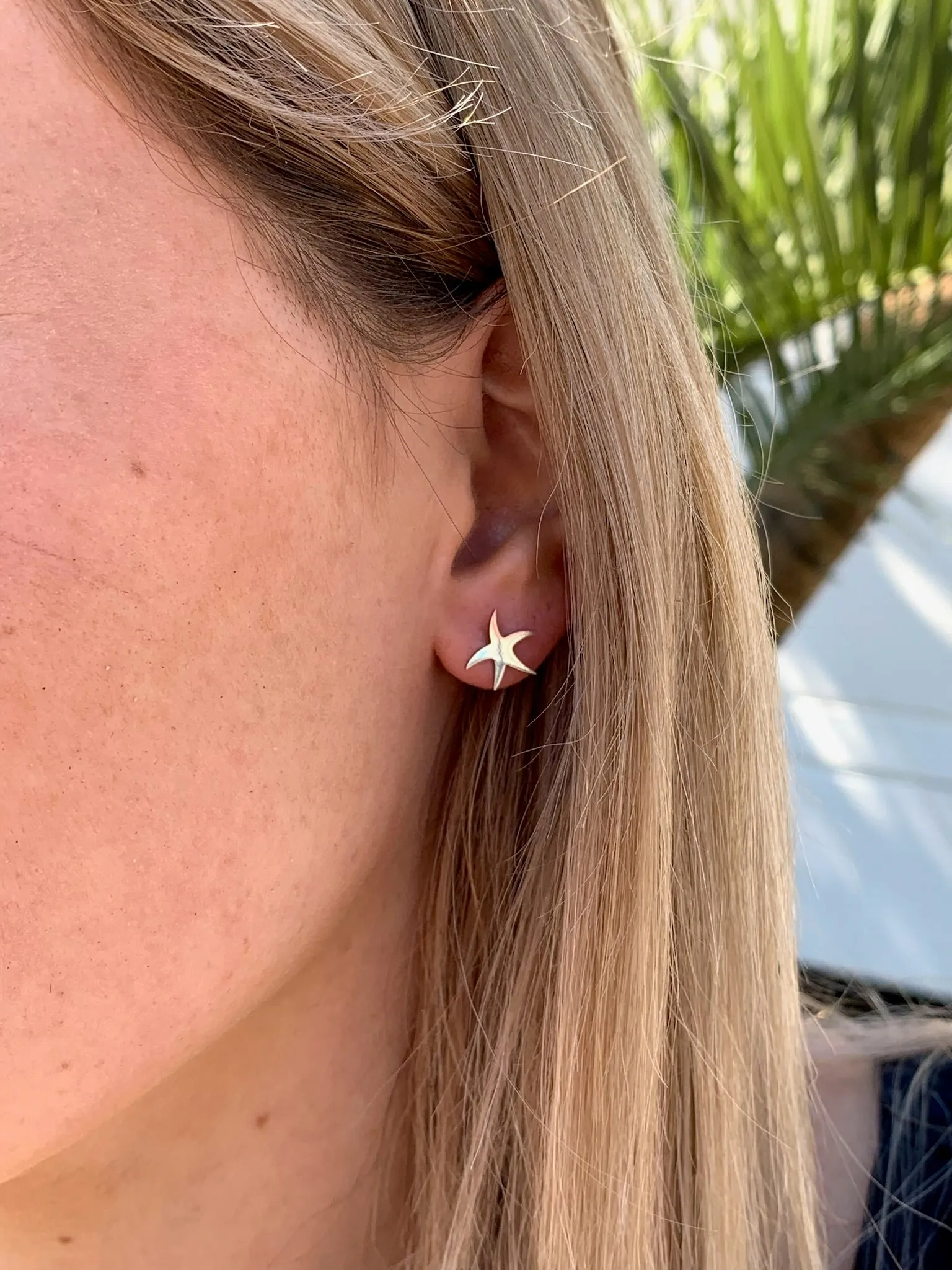 Alina Large Starfish Studs - Silver