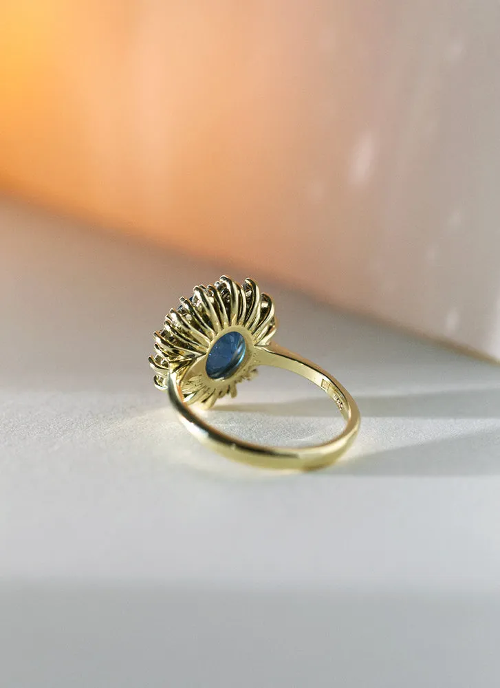 Alivia diamond sapphire entourage ring 14k gold