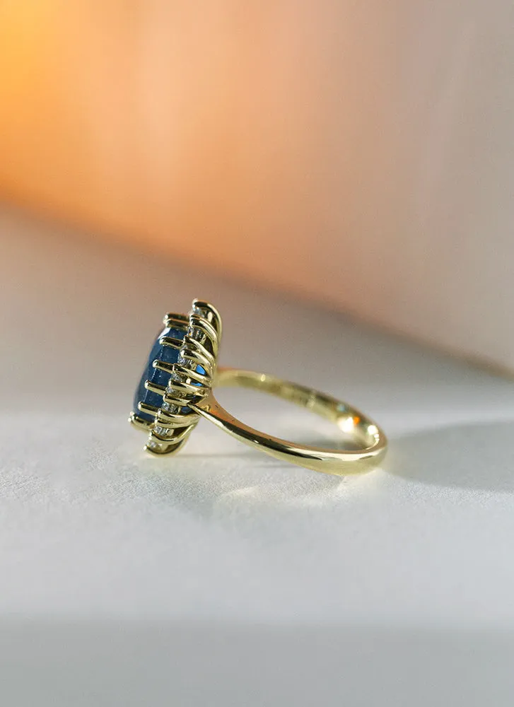 Alivia diamond sapphire entourage ring 14k gold