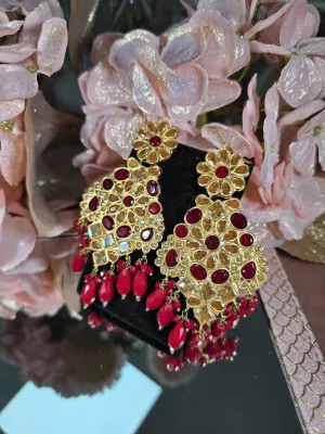 Amber Glow Ruby Drop Earrings