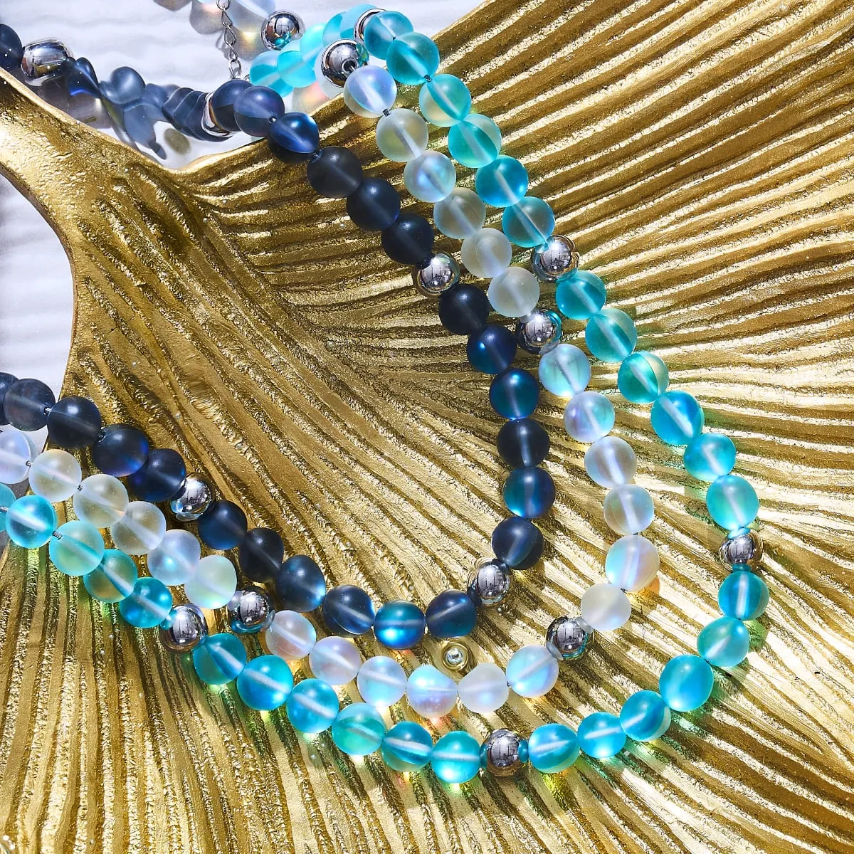 Aquamarine | Silver | Mermaid Glass Statement Necklace