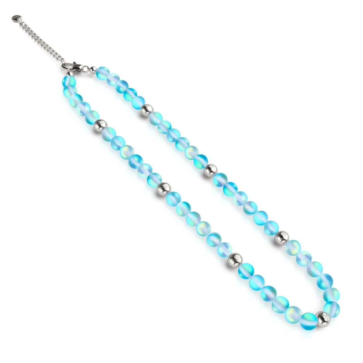 Aquamarine | Silver | Mermaid Glass Statement Necklace