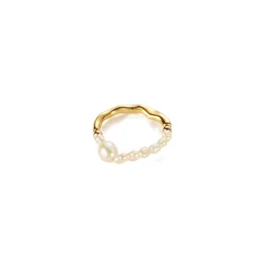 Beaded Pearl Open Ring