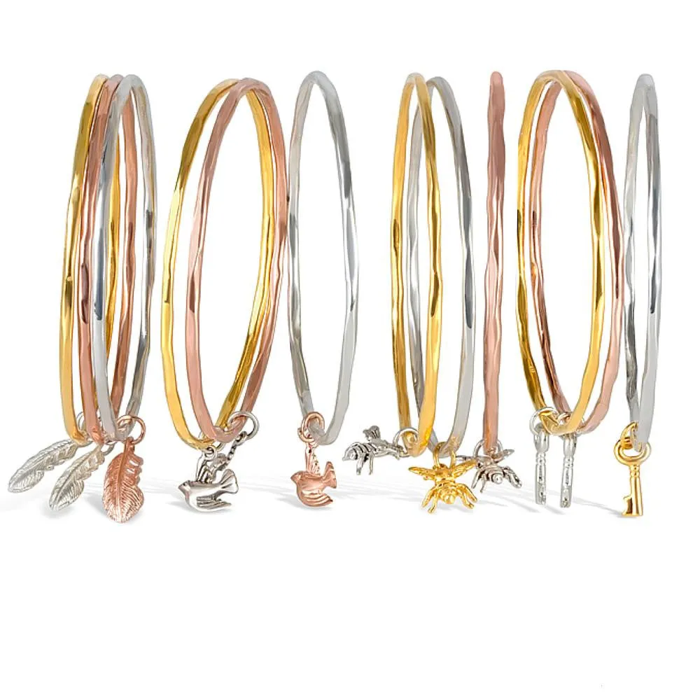Bee Bangle | Silver - Rose Gold