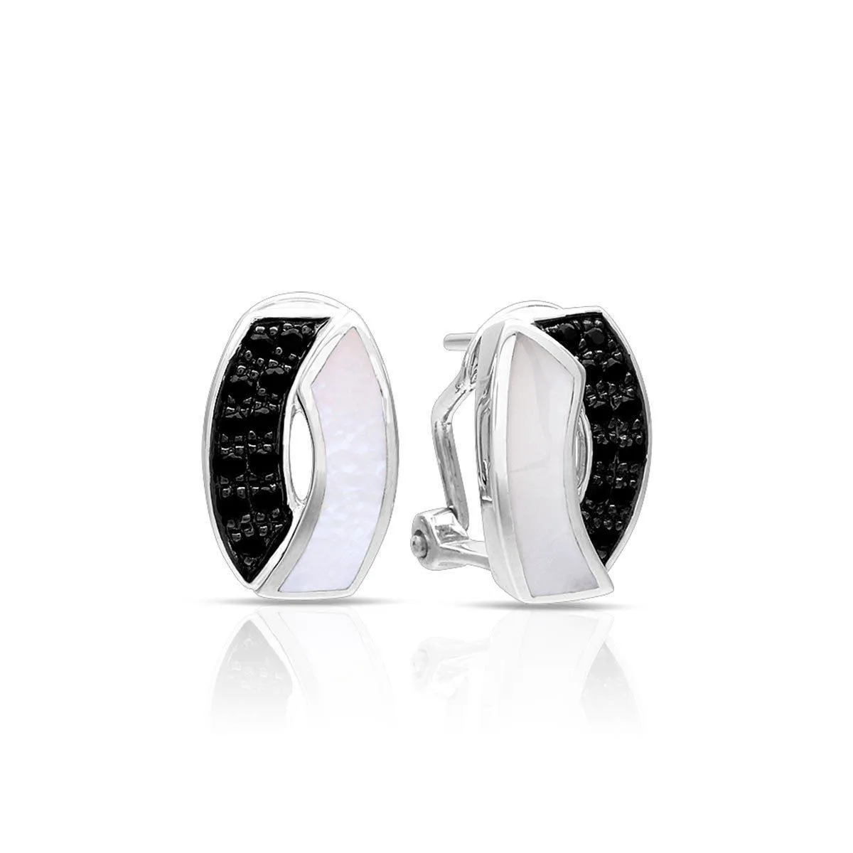 Belle Etoile Pirouette Earrings - White Mother-of-Pearl & Black Stone