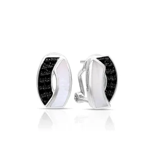 Belle Etoile Pirouette Earrings - White Mother-of-Pearl & Black Stone
