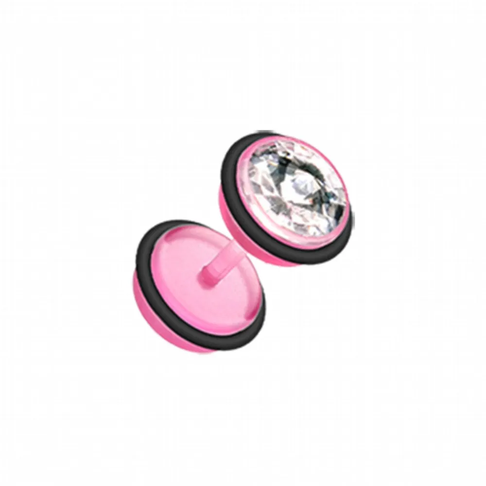 Bio Flexible Gem Top Acrylic Fake Plug with O-Rings