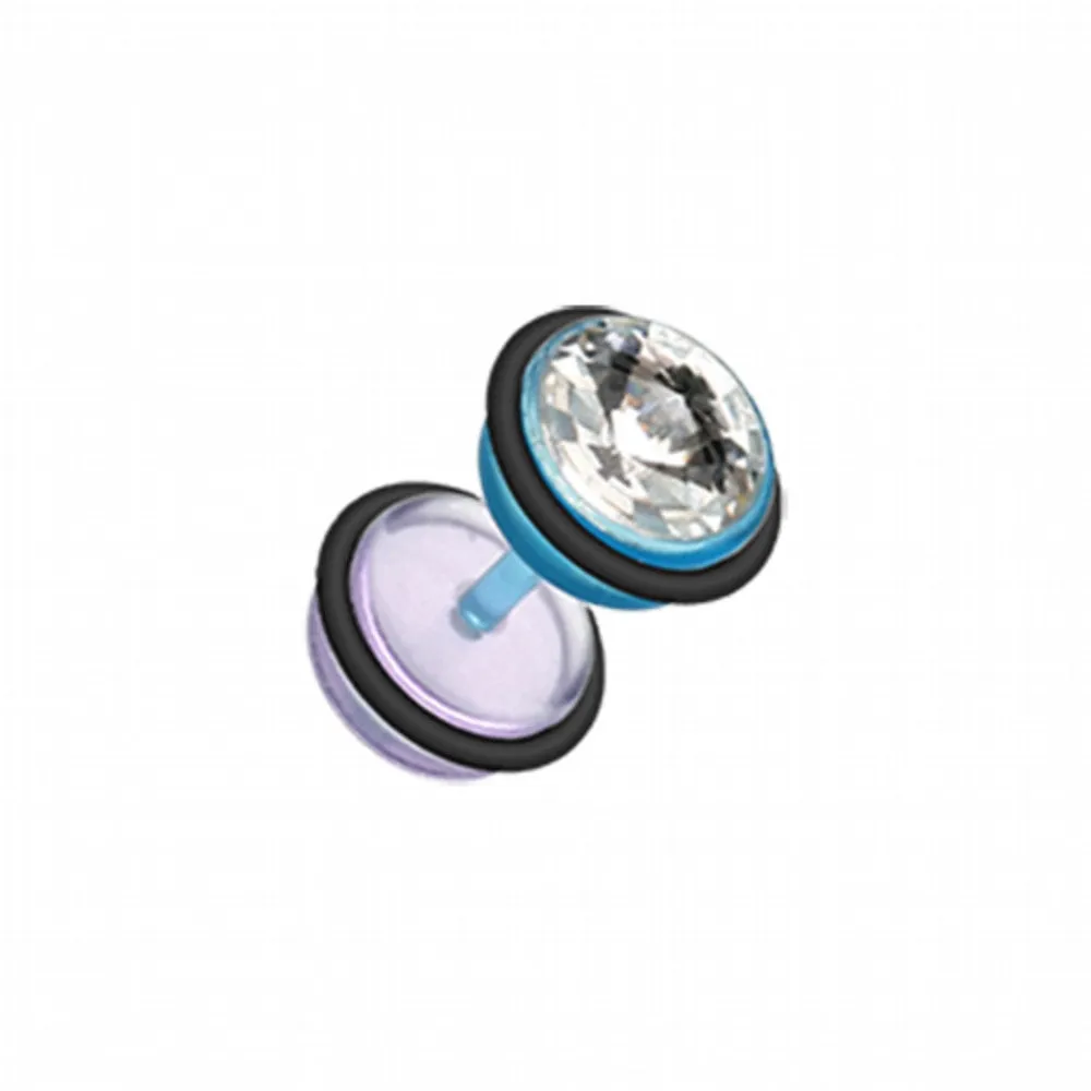 Bio Flexible Gem Top Acrylic Fake Plug with O-Rings