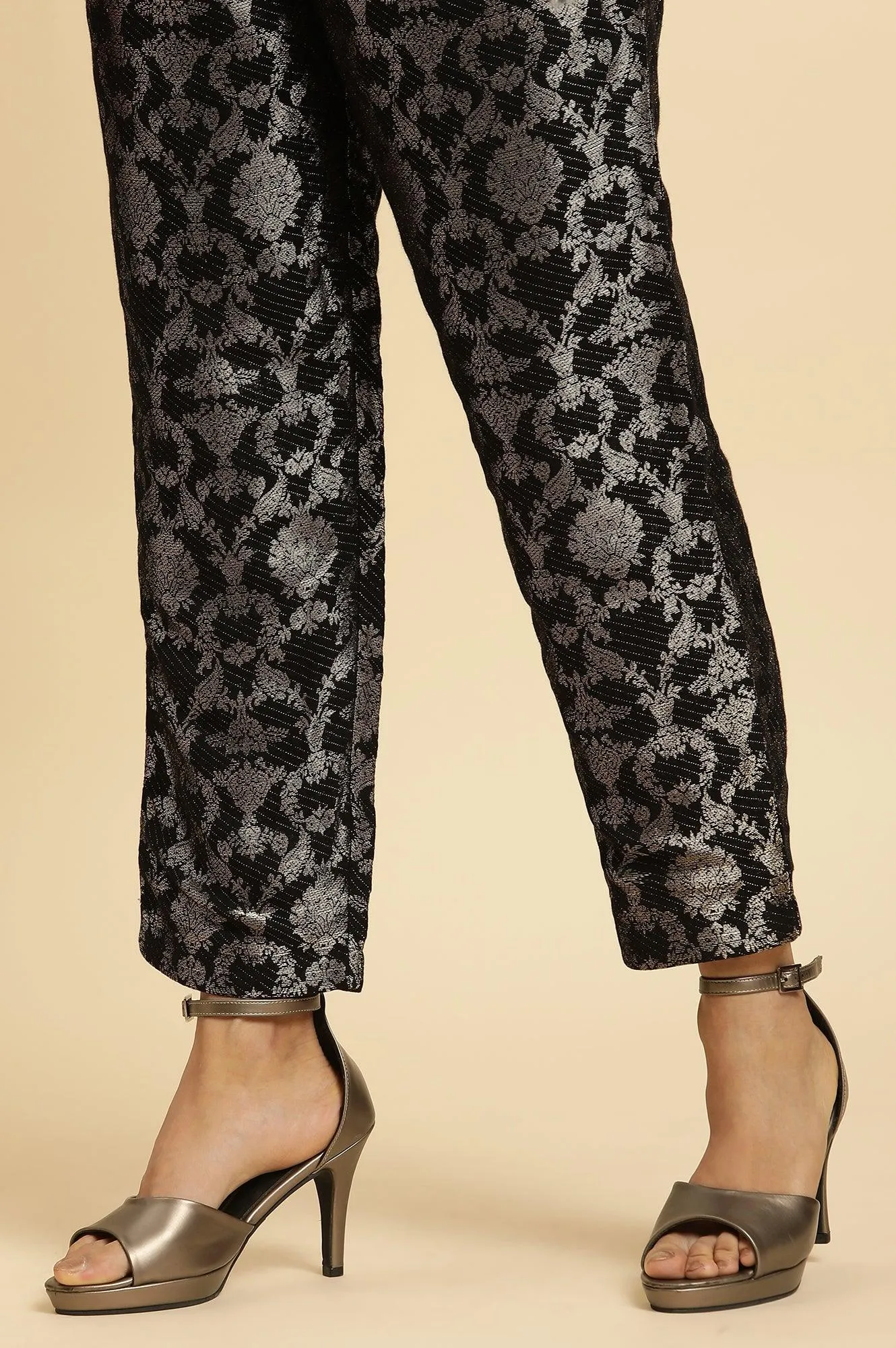 Black Rayon Jacquard Kurta And Pant Festive Set