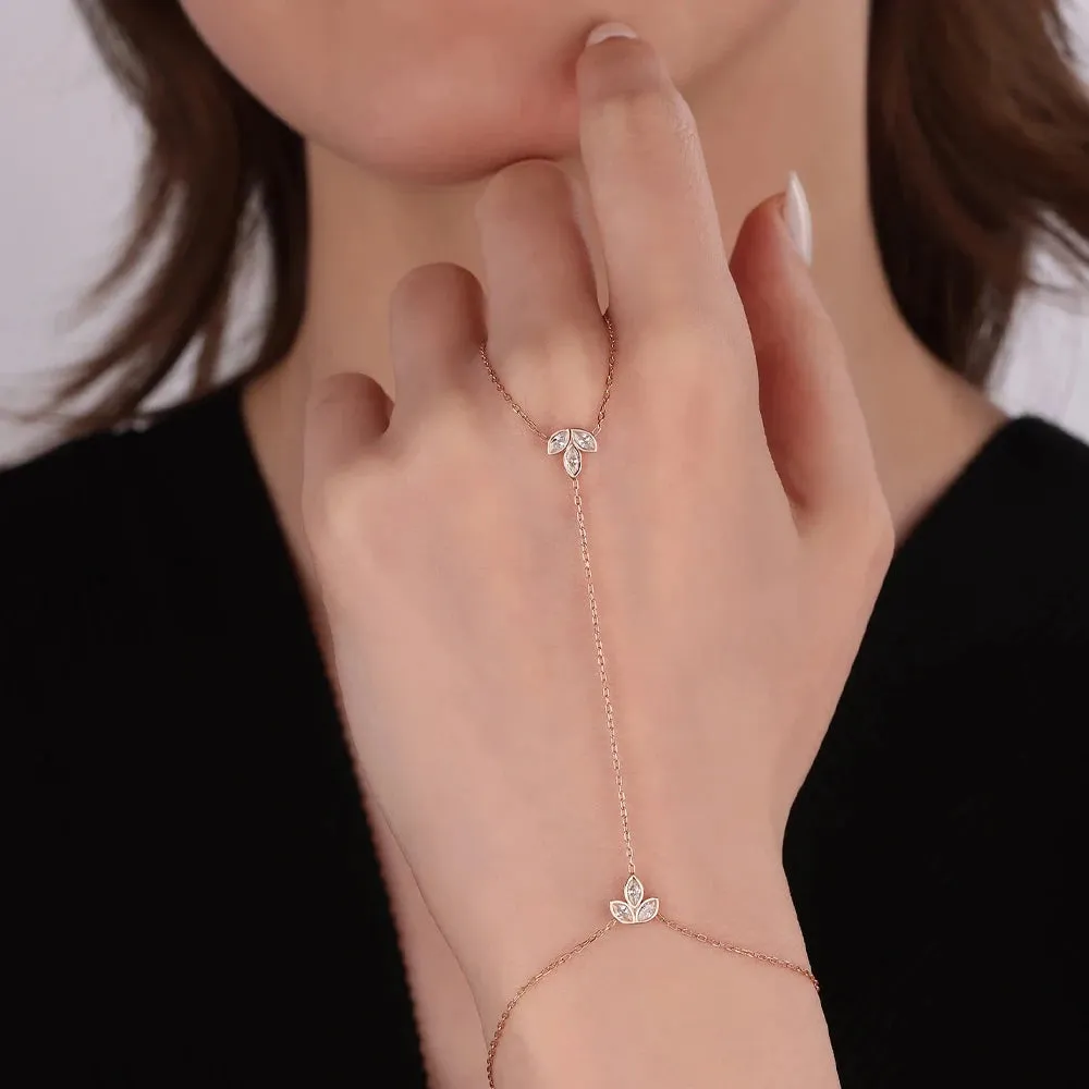 Bohemian Leaf Zircon Slave Bracelet Bangle for Women Fashion