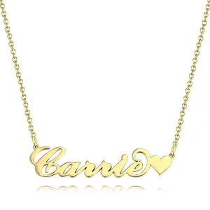 Carrie Style Name Necklace - Custom Name Necklace Gold - Name Necklace with Heart 14K Gold - Name Plate Necklace - Christmas Gifts for Girlfriend