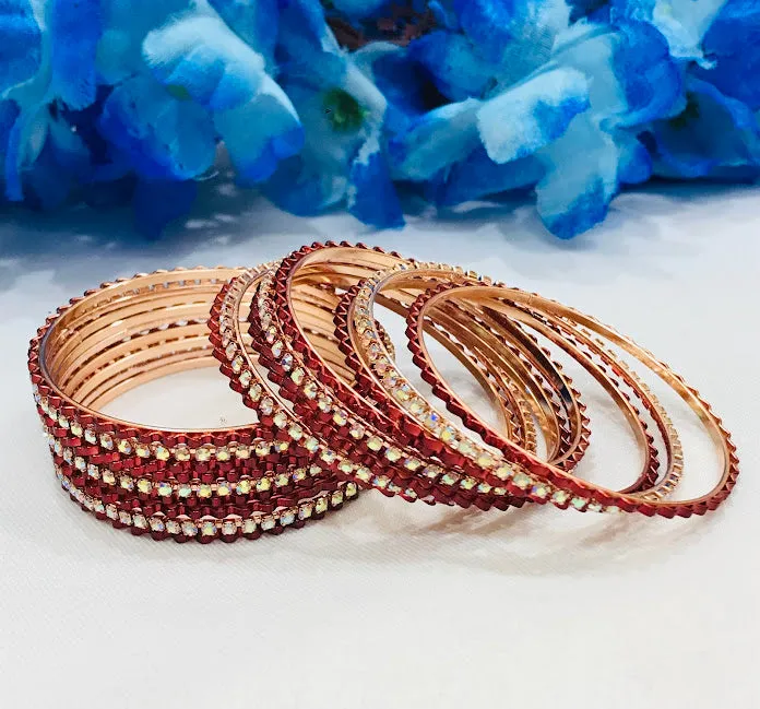 Charming Maroon Colored Designed Bangles For Girls