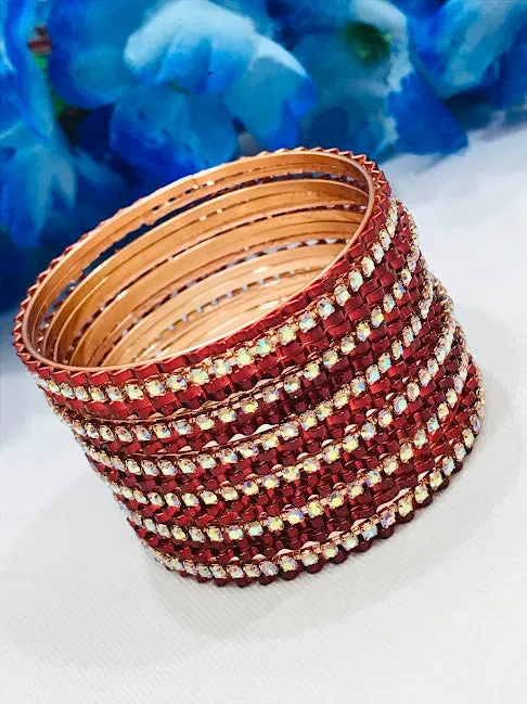 Charming Maroon Colored Designed Bangles For Girls