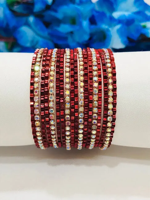 Charming Maroon Colored Designed Bangles For Girls