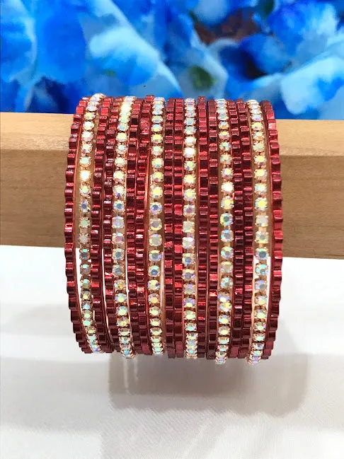 Charming Maroon Colored Designed Bangles For Girls