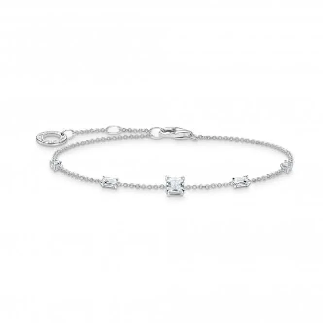 Charming Sterling Silver White Stones Bracelet A2059-051-14-L19V