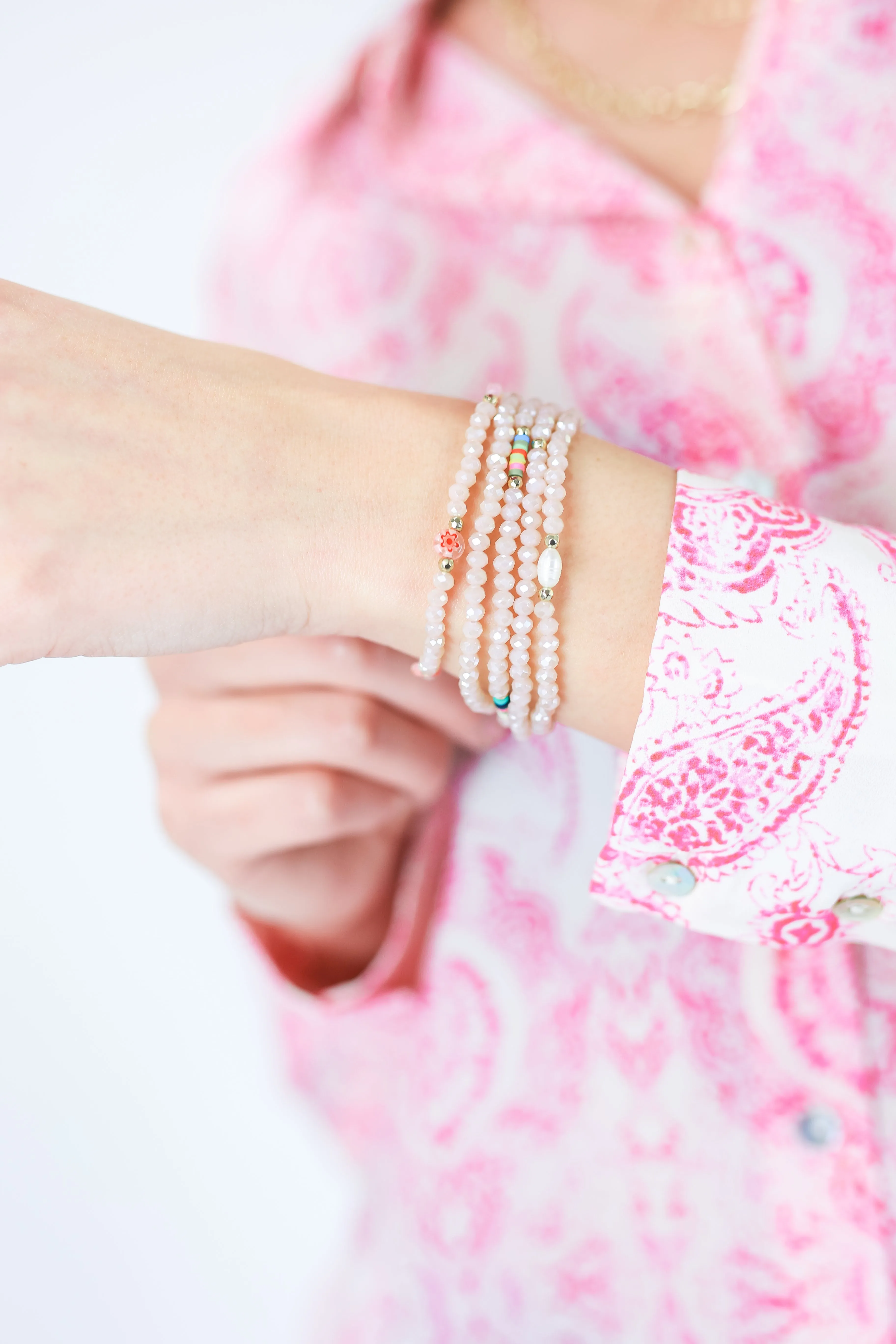 Chasing Love Bracelet Stack In Blush