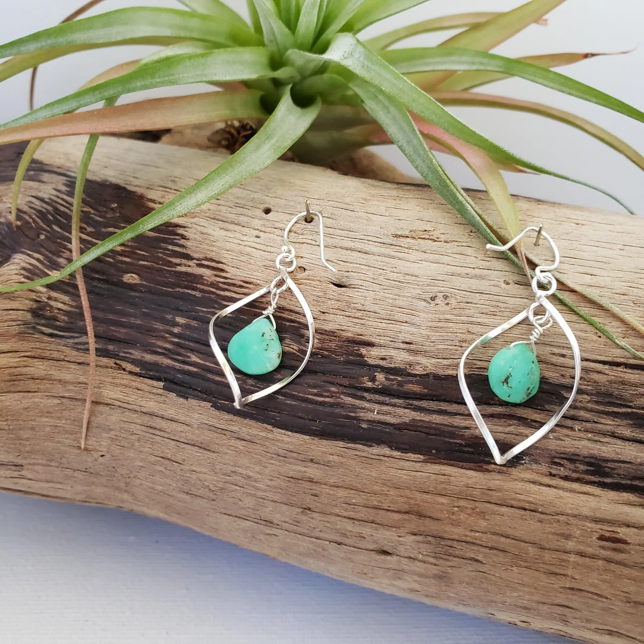 Chrysoprase twist earrings