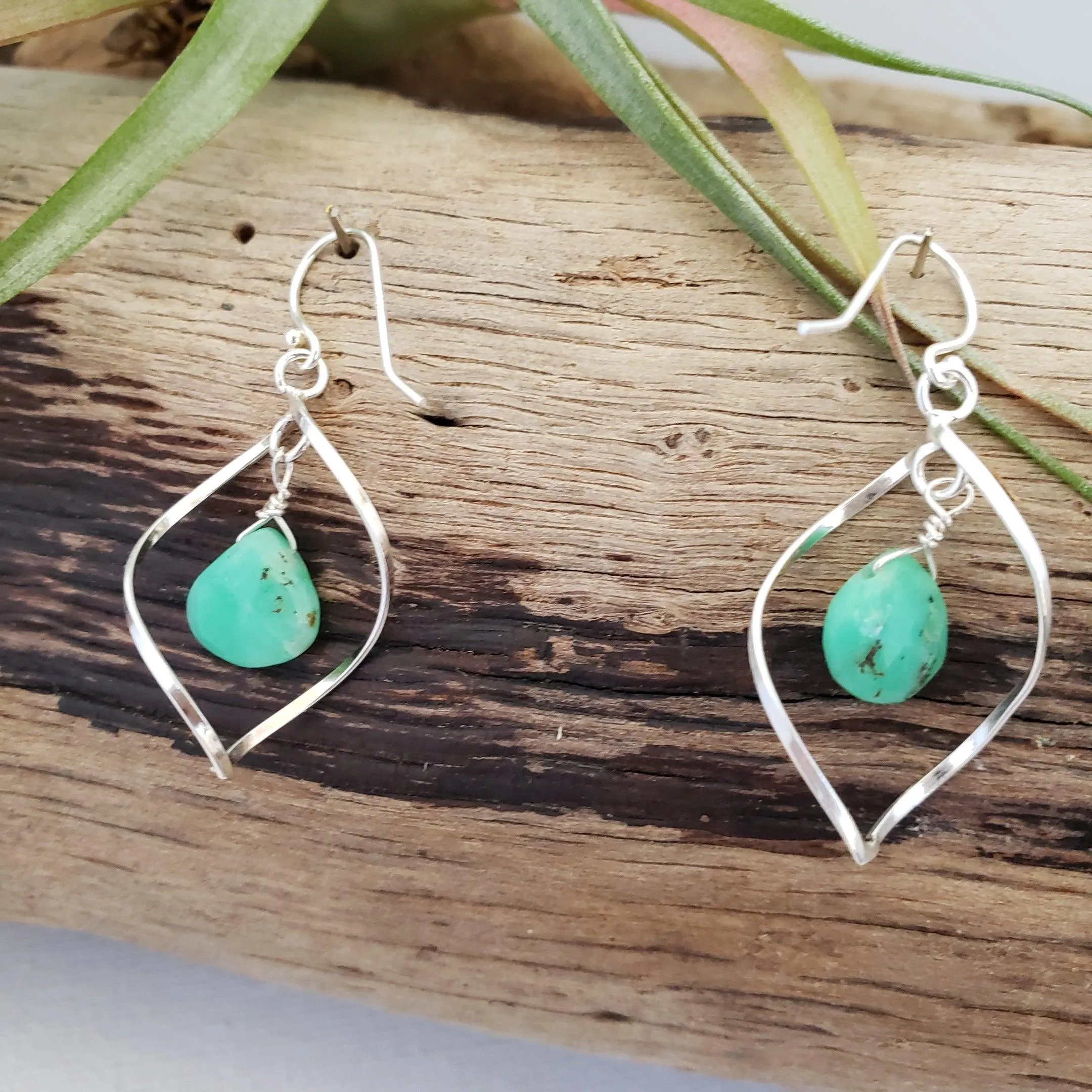 Chrysoprase twist earrings