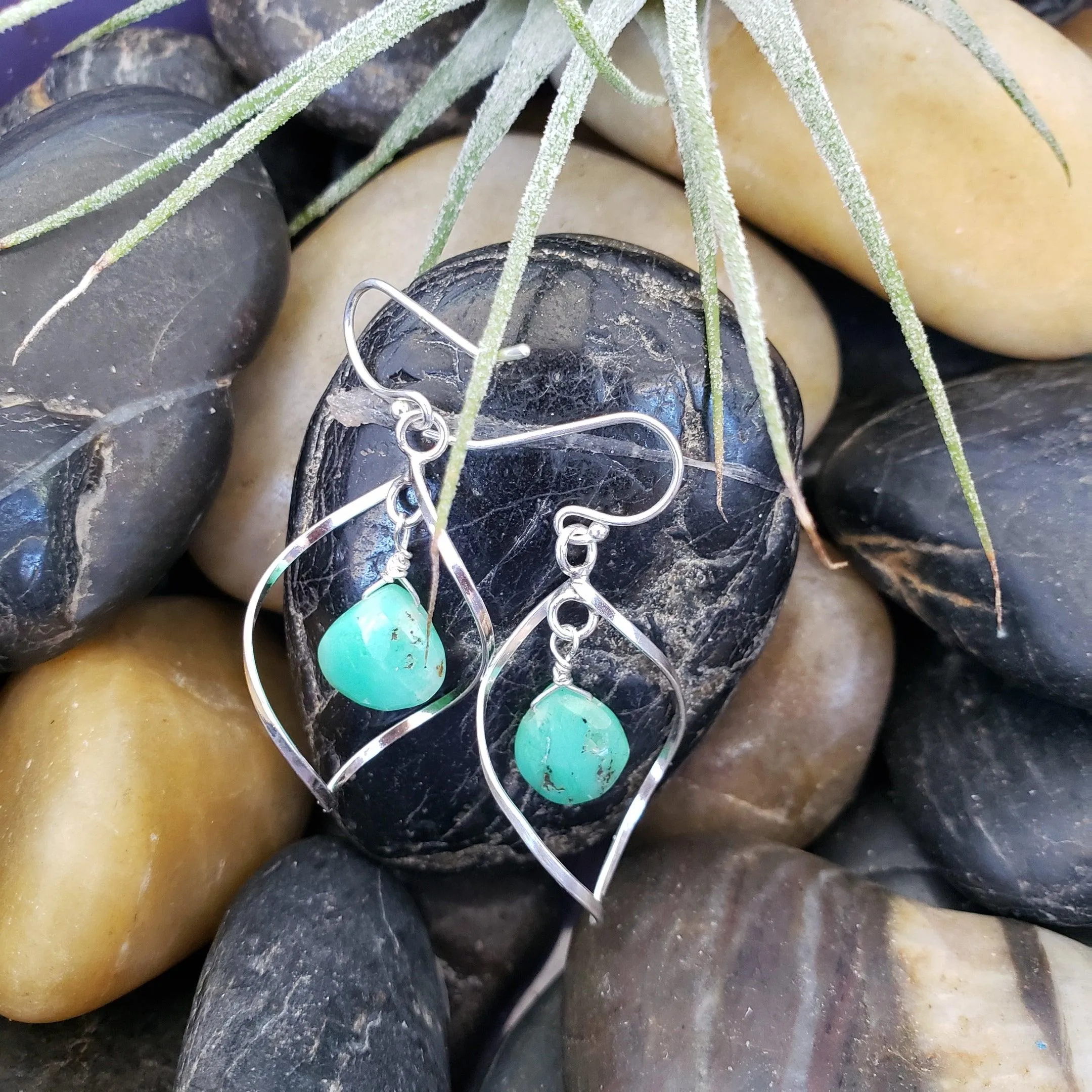 Chrysoprase twist earrings