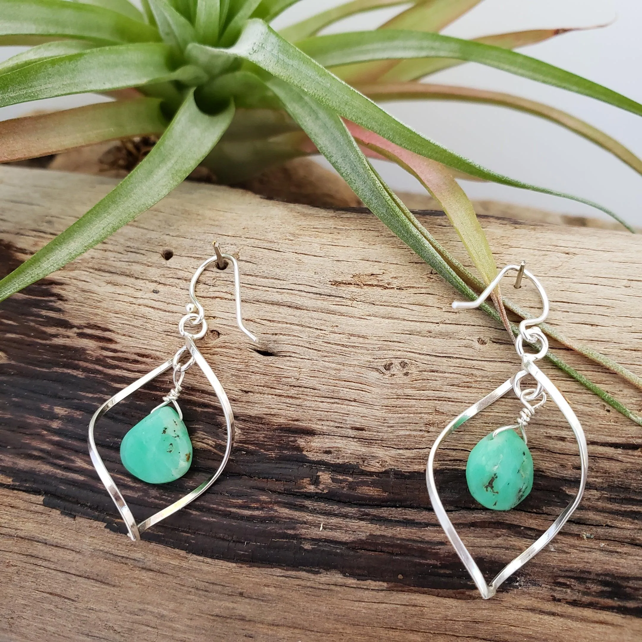 Chrysoprase twist earrings