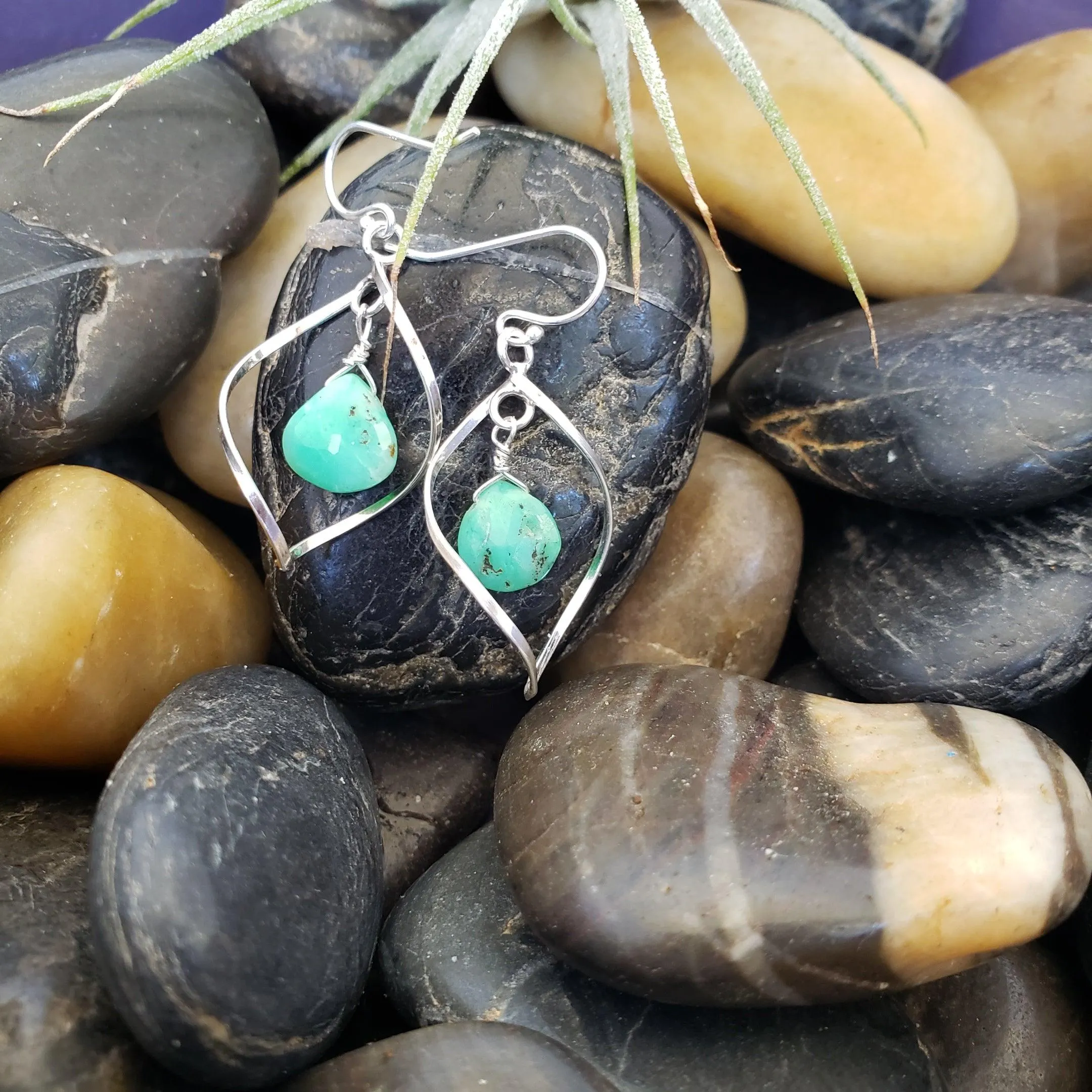 Chrysoprase twist earrings