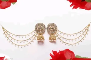 Classy Gold-Plated Bahubali Earrings &amp; Studs with Pearls