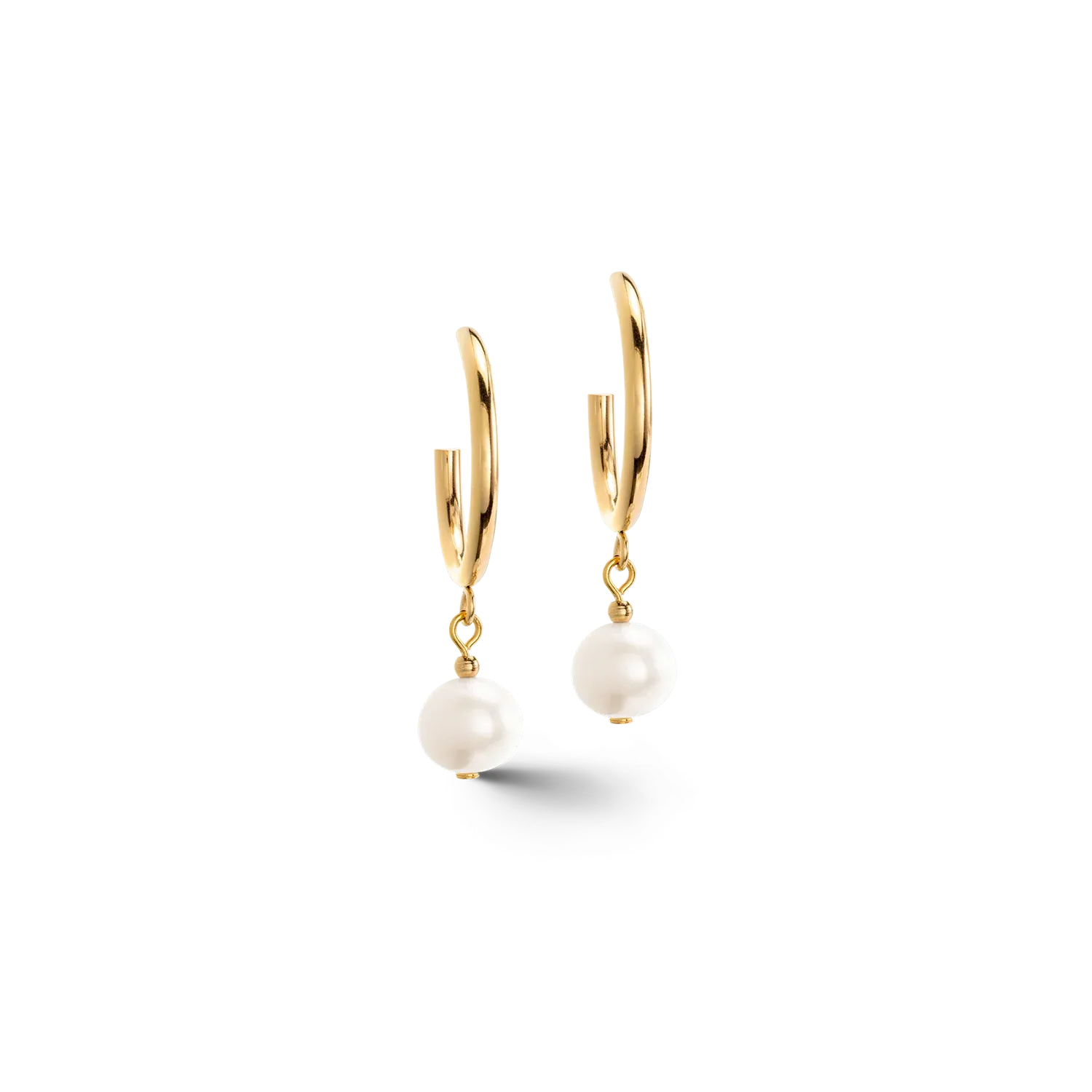 Coeur de Lion Earrings Creole Freshwater Pearls & Chunky Chain Navette Multiwear white-gold