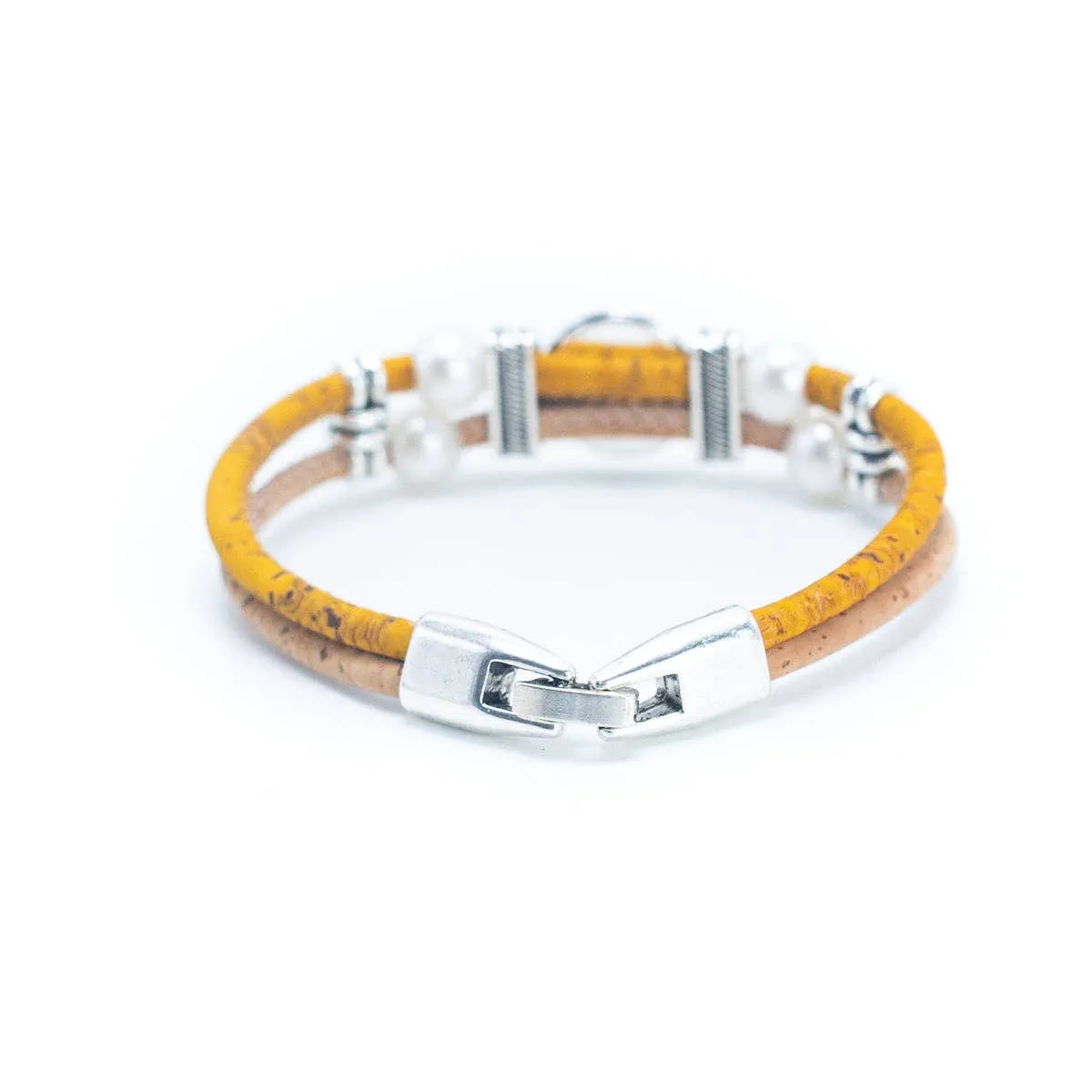 Colorful cork with pearl and flower pendant bracelet DBR-005-MIX-5