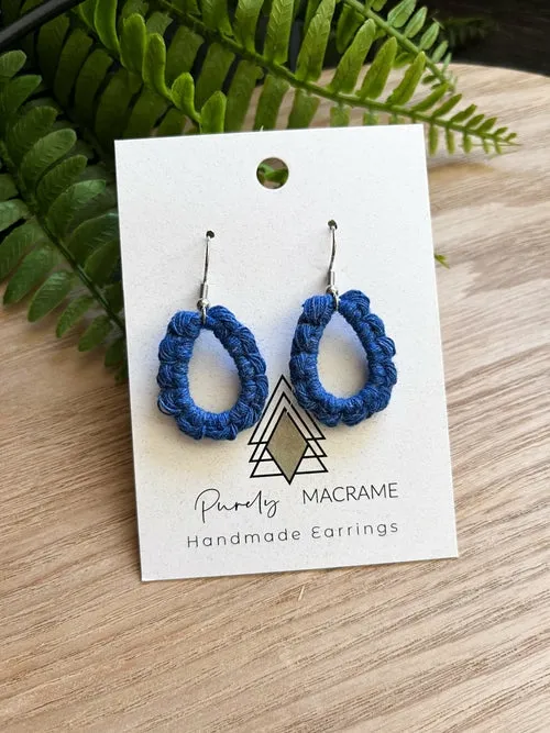 Colorful Mini Teardrop Earrings: Lightweight and Lead-Free in 100% Macrame Cotton
