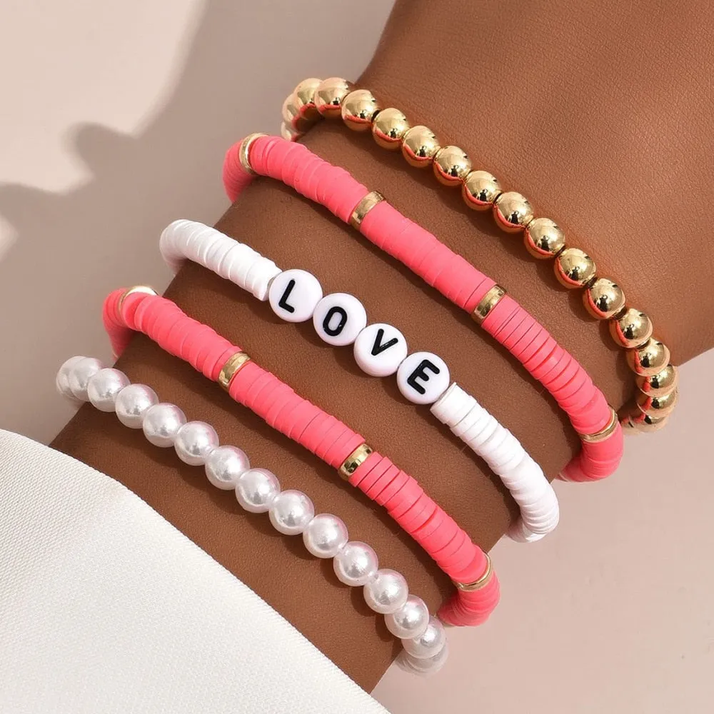 Colorful Stackable Love Letter Bracelets