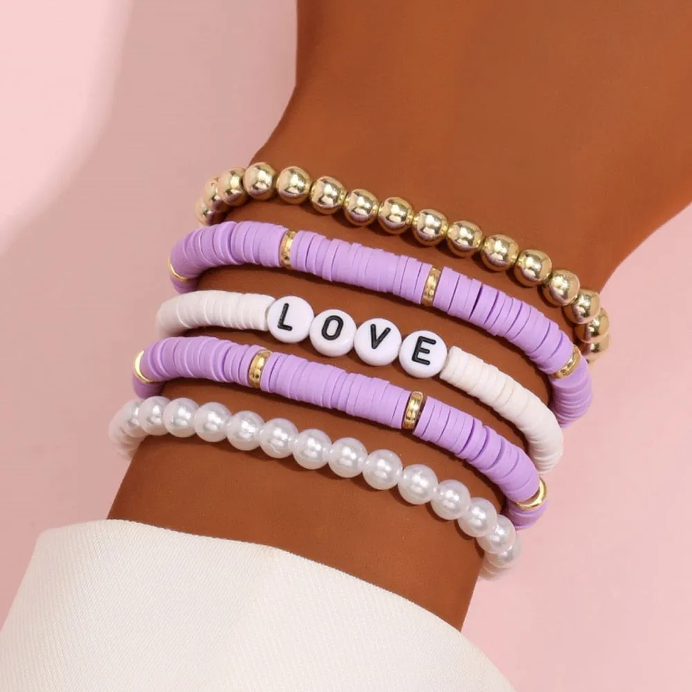 Colorful Stackable Love Letter Bracelets
