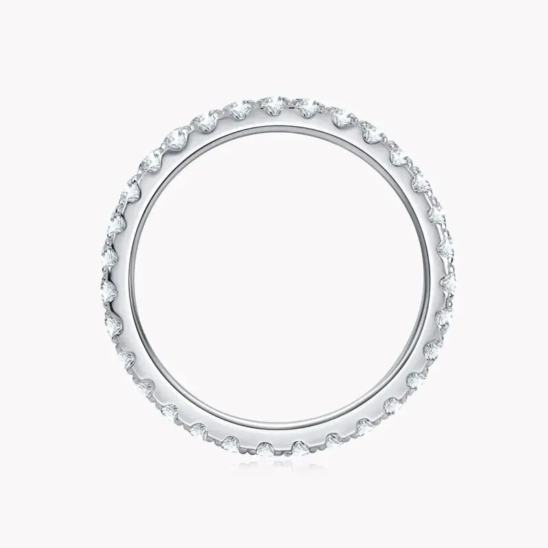 COSYA 925 Sterling Silver 2MM Moissanite Row Rings
