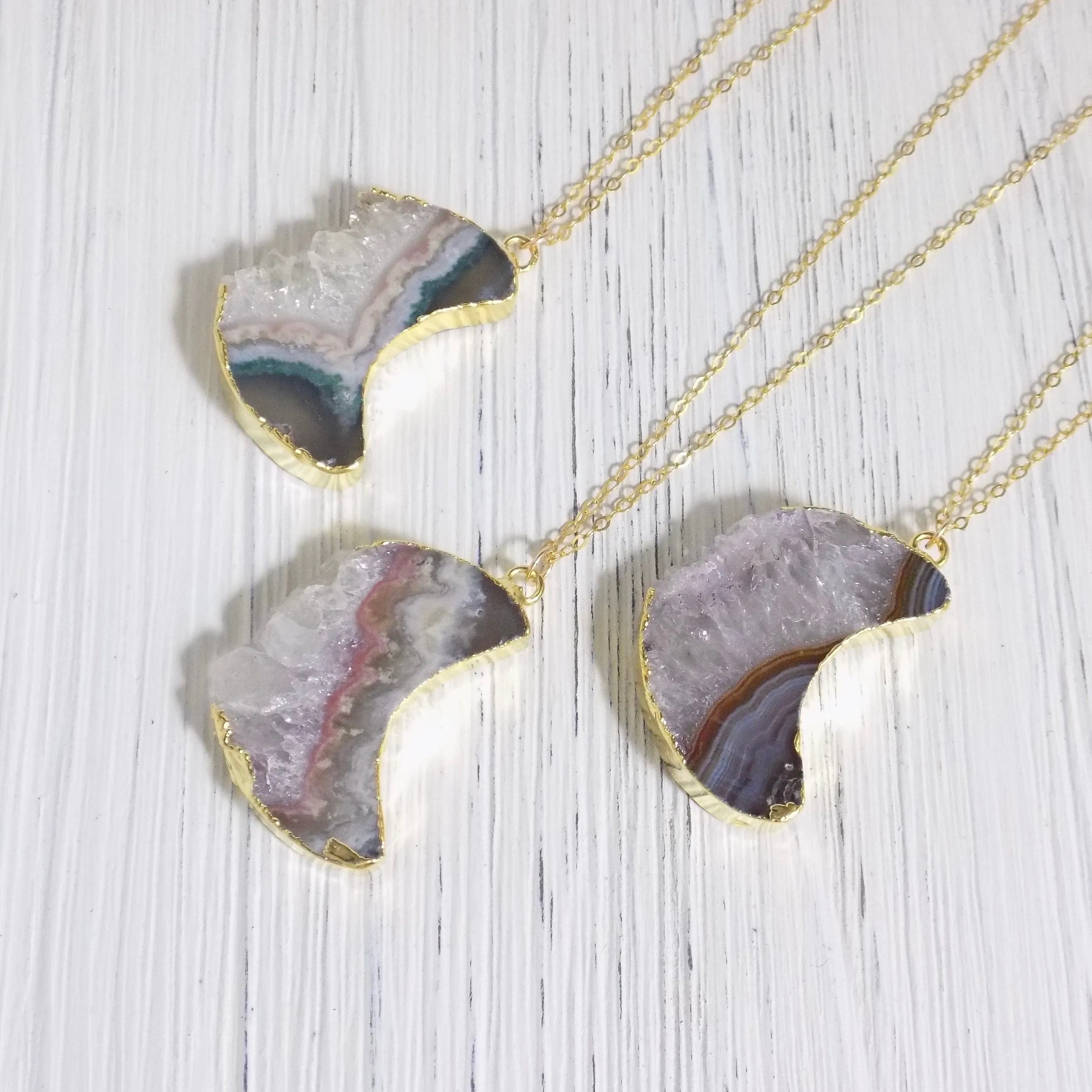 Crescent Moon Necklace - Unique Amethyst Pendant Necklace