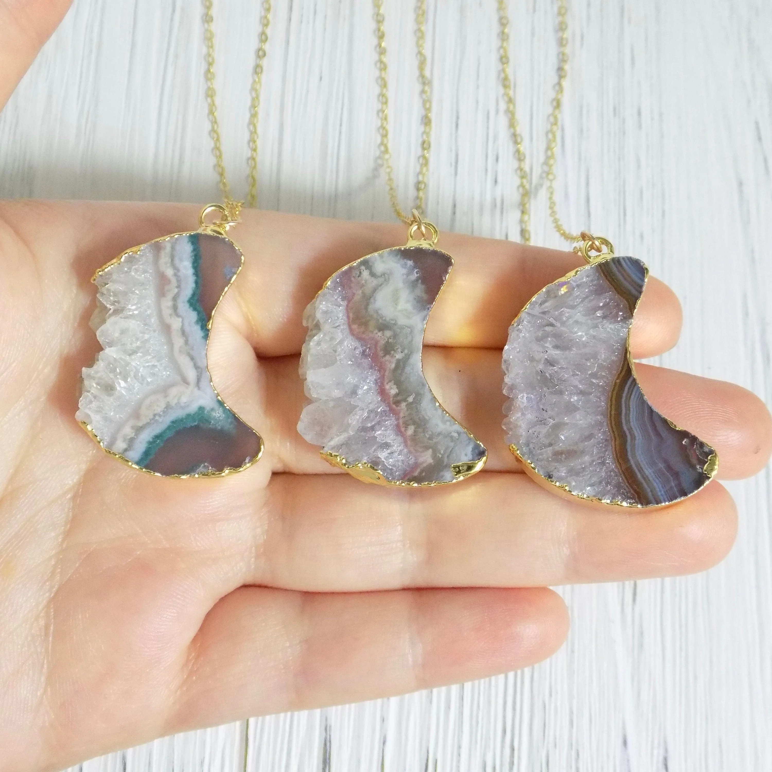 Crescent Moon Necklace - Unique Amethyst Pendant Necklace