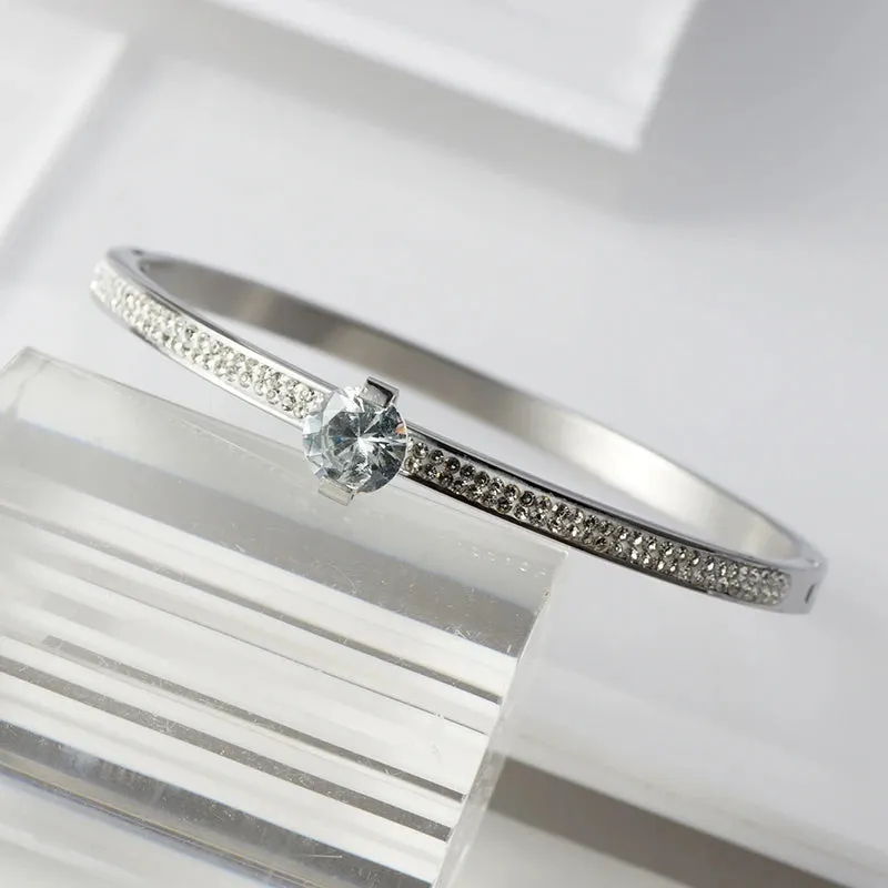 Crystal Bangle Bracelet Cubic Zirconia Gold Plating Wristband Jewelry