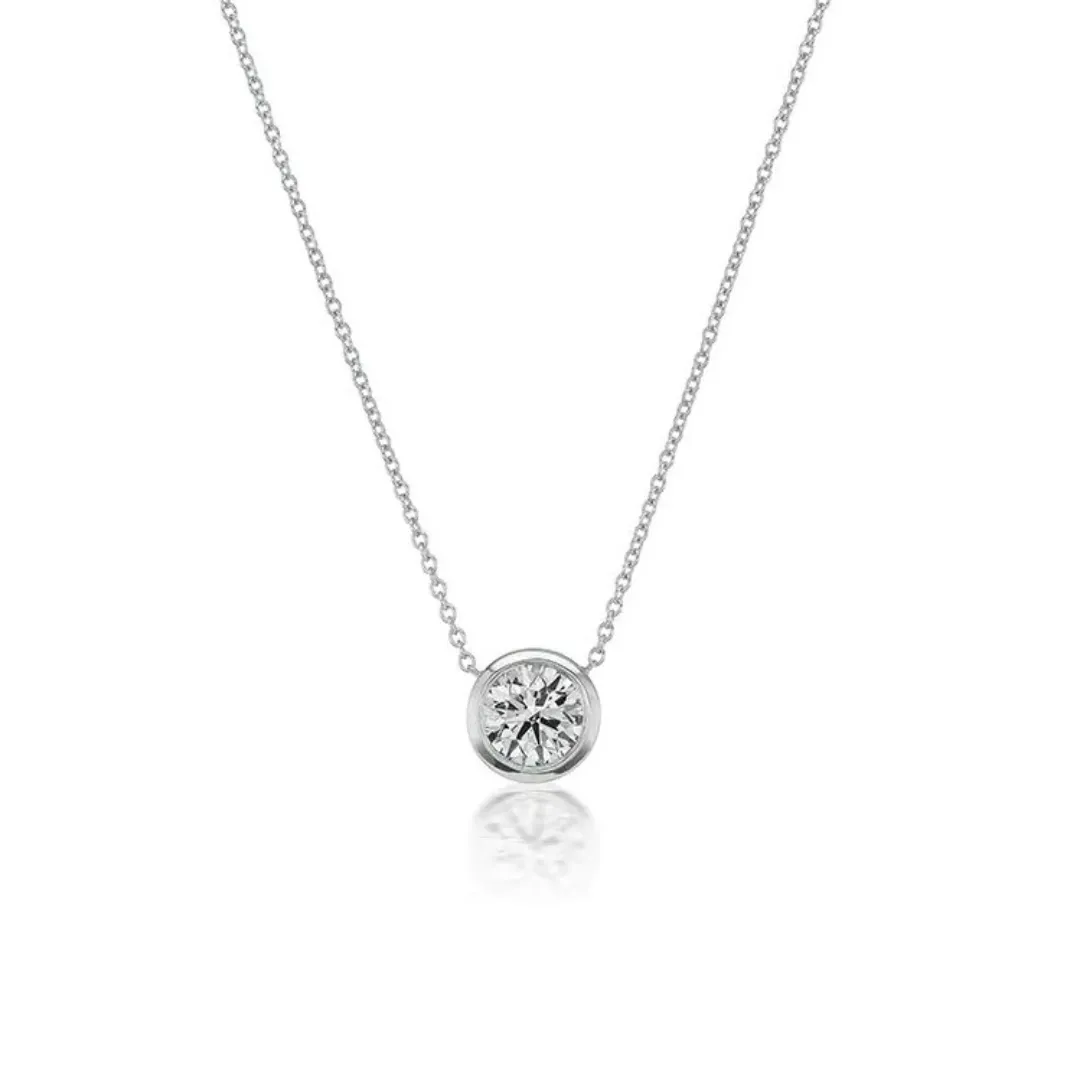 David Weisz 18k White Gold 1.01ct Diamond Solitaire Pendant