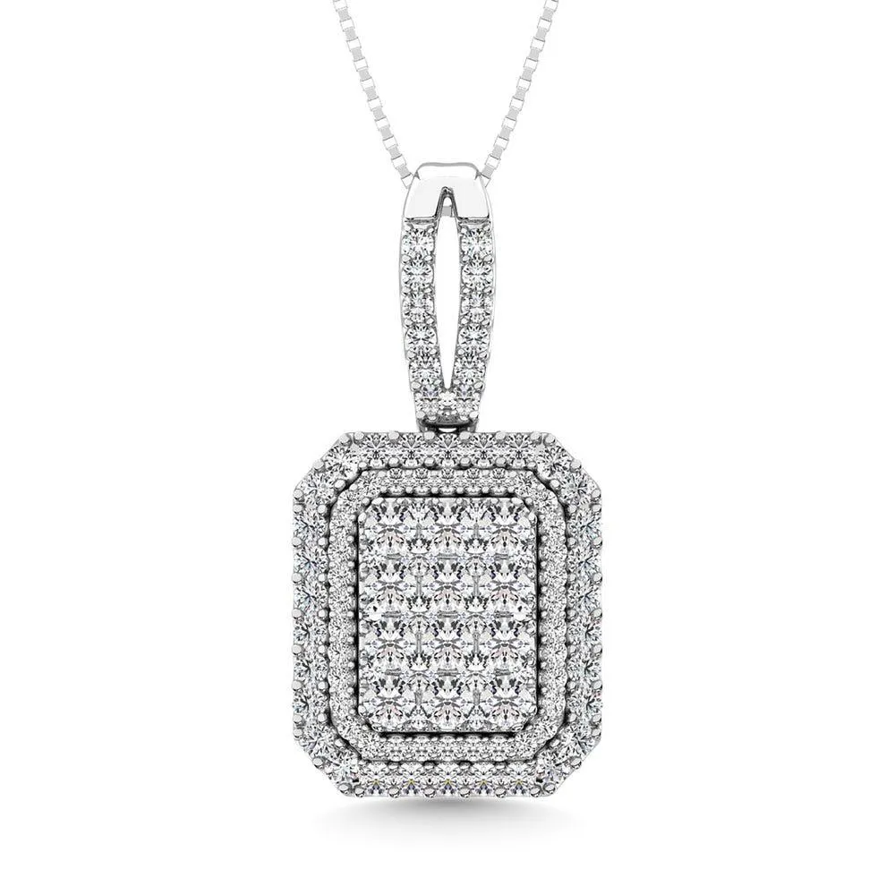 Diamond 1 3/4 Ct.Tw. Cluster Pendant in 14K White Gold
